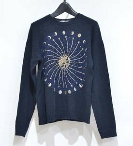 Christian Dior クリスチャンディオール ラメ 月 刺繍 カシミヤ ニット セーター ネイビー F36 Y-29578B