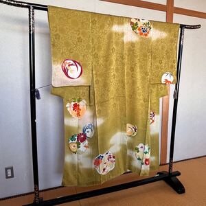 5899▲古布　時代着物　中振袖　antique kimono Japanold cloth リメイク