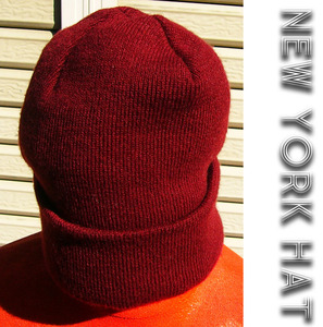 即決■NEW YORK HAT■ボルドーワインワンコインcap■■古着