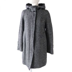 極美◎正規品 Weekend Max Mara ウィークエンド マックスマーラ レディース フーデッド ロングコート ヘリンボーン柄 ブラック×グレー 38