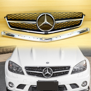 ベンツ W204 セダン C63 AMG 前期 クローム+艶有黒 フロントグリル 平成20-23 Cクラス 新品 2008-2011