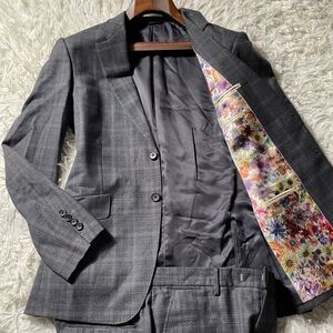 定価10万!!!最高級のcollection!!!【ポールスミス Paul Smith】最高傑作!!! スーツ セットアップ チェック◎ 裏地花柄◎ L◎