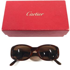 【カルティエ】本物 Cartier サングラス サントス マイナス ブラウン色系 メンズ レディース フランス製 箱付き