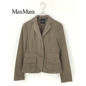 A9393/極美品 春夏 MAXMARA WEEKEND LINE マックスマーラ コットン テーラード ミリタリー ワーク ジャケット 36 M程 茶 レディース