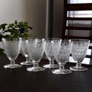 希少★オールドバカラ★BACCARAT★シャトーブリアン★白 ワイングラス★6脚　★美品★レア★人気★フランスアンティーク★