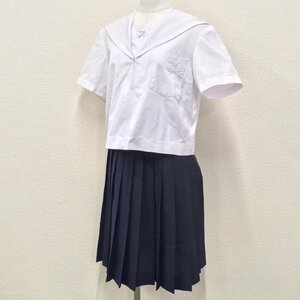 A870 (中古) 校名不明 セーラー服 上下セット /M/W60/セーラー/スカート/白3本/イトヤ/夏服/夏用/制服/学生服/中学校/高校/女子学生服