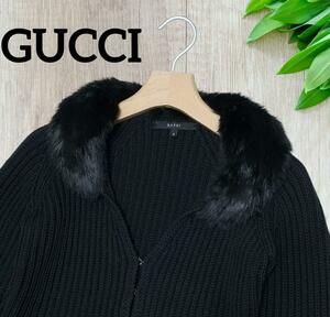 【GUCCI】グッチ　PURE NEW WOOL ファー付きカーディガン