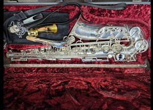 セルマーアルトサックス シルバー6万番代 Alto Saxophone silver マウスピースSelmer Prima strap プリマ ストラップ ケースオリジナル