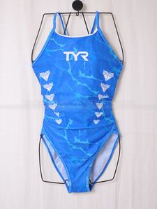 K1940-22■美品 TYR ティア DURAFAST-J ハイカット競泳水着 ブルー L