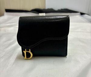 良品 クリスチャンディオール Christian Dior 財布 サドルロータス ウォレット カーフレザー ブラック