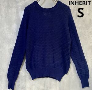 インヘリット　INHERIT 青　ニット　カシミヤ5% S