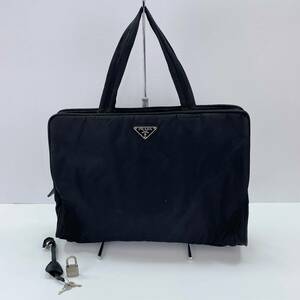 1円 プラダ Prada ナイロンハンドバッグ ブラック 軽量 YH338