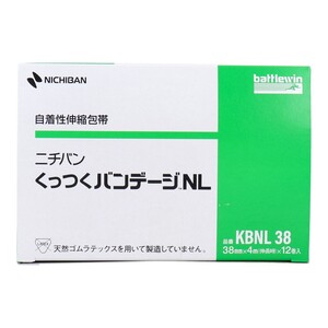 ニチバン バトルウィン 自着性伸縮包帯 くっつくバンデージNL KBNL38 38mmX4m 12巻入り