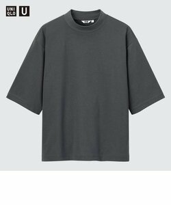 UNIQLO U エアリズムコットン オーバーサイズ モックネック Tシャツ / XLサイズ GRAY ＋J UNIQLO JWAnderson JWA :C / ドライEX ユニクロ