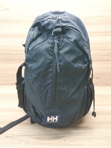 ◇ HELLY HANSEN ヘリーハンセン メッシュポケット ボックスロゴ アウトドア 多収納 リュックサック ブラック メンズ E