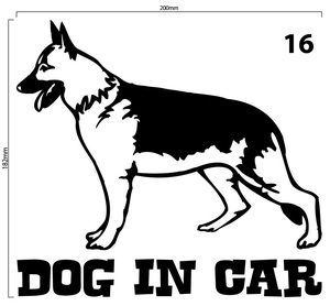 自作カッティングステッカー DOG IN CAR / ドッグインカー パターン 16 182×200mm ネコポス対応可 ステッカー 商品同梱可 新品[S-213]