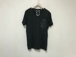 本物ディーゼルDIESELコットンVネックプリント半袖Tシャツメンズサーフアメカジミリタリービジネススーツ黒ブラックL