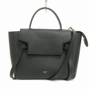 セリーヌ CELINE マイクロ ベルトバッグ グレインドカーフスキン 2WAY ショルダー ハンド レザー 黒 ブラック 鞄 ☆AA★ レディース