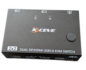 【１円オークション】KCEVE HDMI KVM切替器 PC切替器 4入力1出力 4K@60Hz EDID機能 4つUSB3.0ハブ備えた USB切替器 ワイヤレス　AMT0831