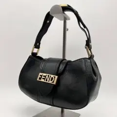 希少美品 FENDI フェンディ レザー ロゴ金具 バゲット バッグ アーカイブ