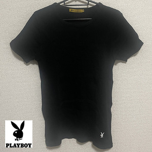 送料無料 PLAYBOY プレイボーイ サーマル 半袖 カットソー Tシャツ ブラック M ミリタリー ストリート モード ワーク アメカジ 古着