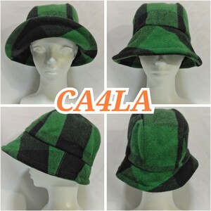33 【CA4LA】 カシラ ブロックチェック ハット 帽子 バケットハット 緑 グリーン 黒 ブラック 春 秋冬 メンズ レディース 男女兼用