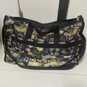 LeSportsac レスポートサック バッグ ボストンバッグ ショルダーバッグ ラージウィークエンダー花柄 総柄 黒