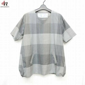 16SS Dulcamara ドゥルカマラ サマーウール 半袖 チェック バルーンT Tシャツ グレー系 1