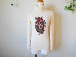 レストローズ LEST ROSE カシミア 混 お花 の 素敵 な タートル ネック セーター M