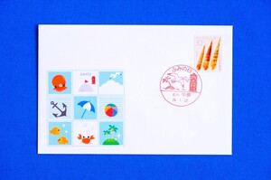 FDC ふみの日 小型印 石川中島局 丸型ポスト カモメ ヤシの木 平成28年（2016年）３通【中古】