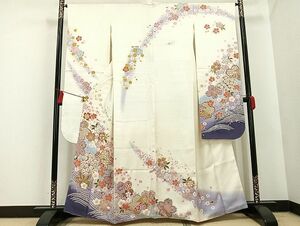 平和屋-こころ店■豪華振袖　駒刺繍　舞花文　暈し染め　金彩　正絹　逸品　未使用　AAAG7171Bnp