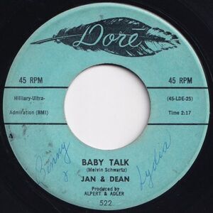 Jan & Dean Baby Talk / Jeanette, Get Your Hair Done Dore US 522 204300 R&B R&R レコード 7インチ 45