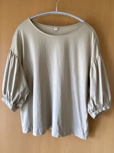 ユニクロ UNIQLO★５分袖ブラウス★ベージュ★M★USED