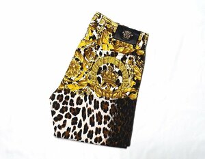 極美品 VERSACE ヴェルサーチ WILD BAROQUE バロッコ柄×レオパード柄切替 デニムパンツ メデューサ パッチ ジーンズ A80490 メンズ 31