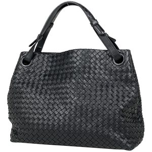 ボッテガヴェネタ BOTTEGAVENETA イントレチャート トートバッグ ハンドバッグ ナッパ トートバッグ レザー ブラック レディース 【中古】