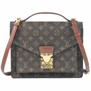 本物 ルイヴィトン LOUIS VUITTON LV モンソー モノグラム 2WAY ショルダーバッグ ハンドバッグ ポシェット ブラウン M51185