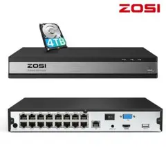 ZOSI ZR16HK poe防犯レコーダー 16ch 4tb 800万画素