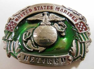 送料無料.（クリポス.. バイカーバックル アメリカ海兵隊★U.S.MARINES RETIRED..