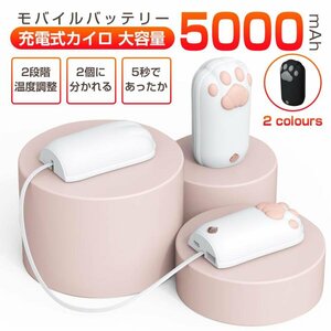 充電式カイロ 電気カイロ カイロ モバイルバッテリー機能付 大容量 5000mAh 省エネ 節電　2段階温度調節 軽量 繰り返し おしゃれ 冬対策