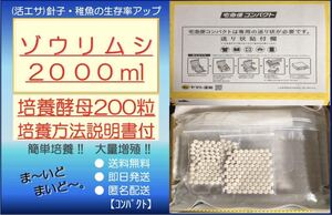 ●送料無料・匿名配送・即日発送● ゾウリムシ 2000ml+ビール酵母 200粒　【めだか 針子・稚魚 金魚 シュリンプ 熱帯魚】活餌