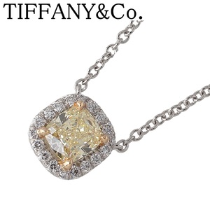 ティファニー ソレスト ネックレス イエローダイヤ約0.45ct 41cm PT950/750YG 箱 新品仕上げ済 TIFFANY【19588】