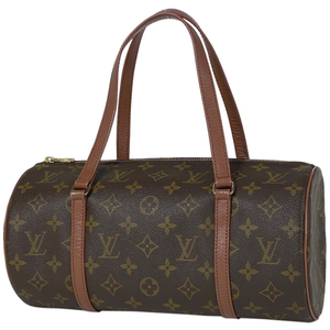 ルイ・ヴィトン Louis Vuitton パピヨン 30 バレルバッグ 筒型 旧旧型 ハンドバッグ モノグラム ブラウン M51365 レディース 【中古】