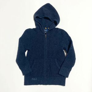 Polo Ralph Lauren ☆ 良品 キッズ 4T 110cm ウール ニット ジップアップ パーカー ネイビー 可愛い お出かけ ポロラルフローレン■SAP52