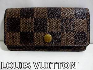 X4K106◆本物◆ ルイヴィトン LOUIS VUITTON ダミエ ブラウン ミュルティクレ4 4連 キーケース TH0015