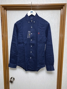 S 新品 POLO RALPH LAUREN リネン シャツ 麻 ポロラルフローレン navy