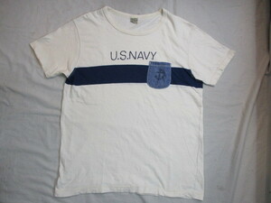 バズリクソン US NAVY ポケＴ ベージュ×紺 L