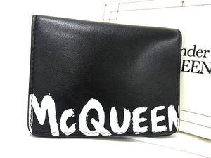 ■新品■未使用■ ALEXANDER McQUEEN アレキサンダー マックイーン レザー カードケース カード入れ 名刺入れ ブラック系 AX0383