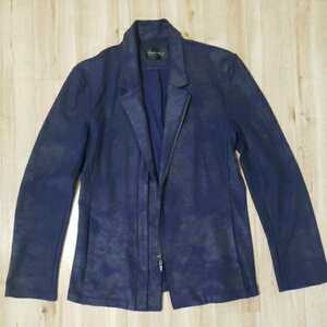 トルネードマート　テーラードジャケット ジップアップジャケット　ネイビー　ブルー　総柄　Lサイズ　スーツ　コート　ブルゾン　メンズ