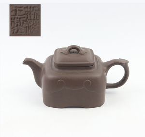 0222 唐物 如意紋 朱泥 急須 在銘 中国宜興 紫砂 茶道具
