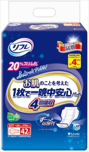 リフレ お肌のことを考えた１枚で一晩中安心パッド４回吸収 ４２枚 大人用オムツ /h